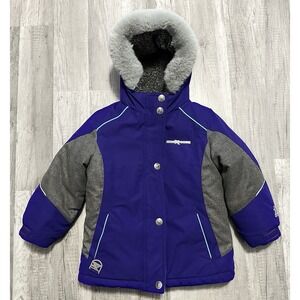 Zero Xposure Girls 4/5 Winter Coat With Hood Purple Gray Thick Lined Jacket 3in1